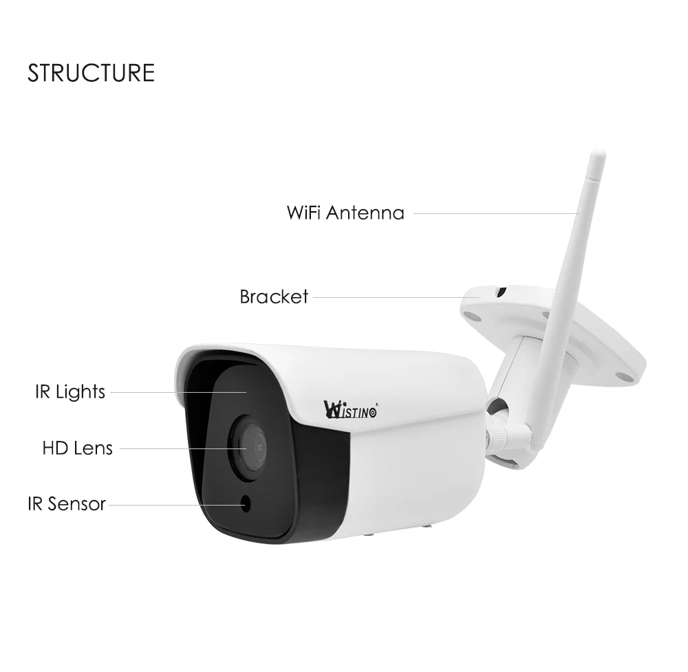 Wistino 1080P IP Camera Outdoor Wireless Metal Bullet 1MP Video Monitor CCTV Surveillance Security Camera WiFi Motion Detection V380 (12)