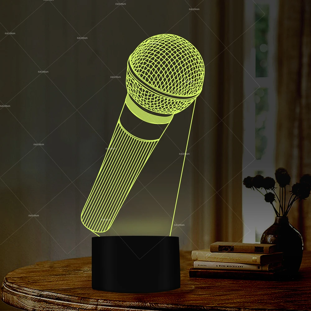 Music addiction toy microphone design 3D LED night light as microphone