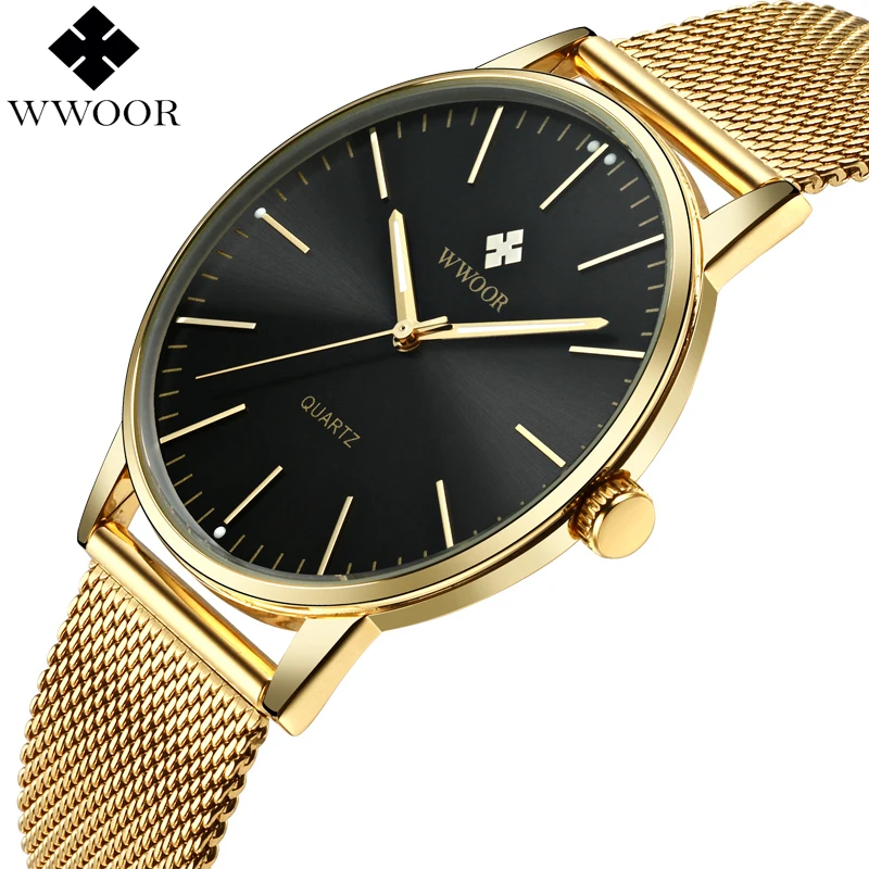 2019 WWOOR Relogio Masculino мужские часы лучший бренд Роскошные полностью золотые из