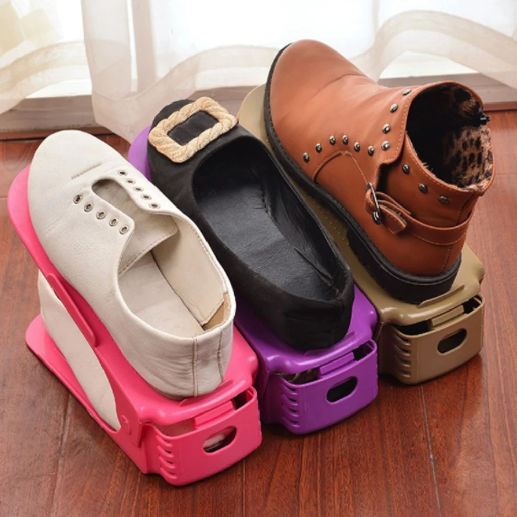 10pcs 6pcs 2pcs Durable Adjustable Shoe Organizer Footwear Support Slot Space Saving Cabinet Closet Stand Shoes Storage Rack