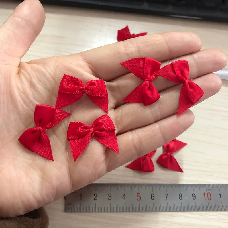 Hand Satin Ribbon Bows 50Pcs DIY Craft Supplie Wedding Party Decor Gift Packing Bowknots Sewing Headwear Accessories Appliques