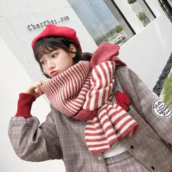Новый корейский стиль женский шарф длинный утолщенный вязаный зимний шаль студенческие влюбленные высокое качество шарф женский