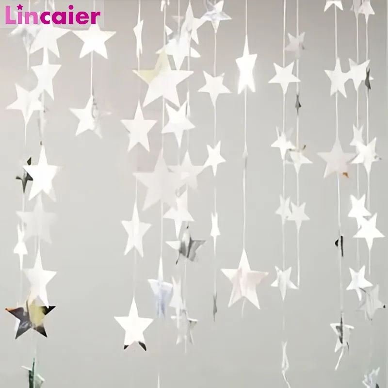

4M Paper Star Garland Wedding Baby Shower Birthday Boy Girl DIY Hen Bachelorette Party Decorations Table Supplies