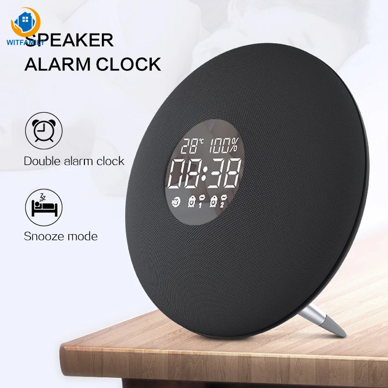 

Bluetooth Wireless Clock Support TF Card AUX Subwoofer Music Player Digital Alarm Clock Temperature Display with Snooze Function