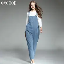 QMGOOD 5XL плюс размер джинсы женские джинсовые комбинезоны стрейч Высокая талия длинные модные джинсы узкие брюки комбинезон синие джинсы