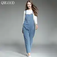 QMGOOD 5XL Plus Size Jeans Women Denim Overalls Stretch High Waist Long Fashion Jeans Pencil Pants Rompers Jumpsuit Blue Jeans