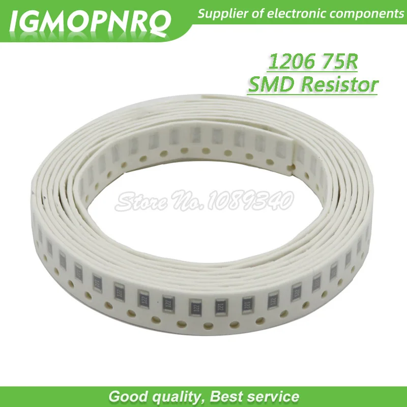 

100 шт. 1206 SMD резистор 1% сопротивление 75 Ом Чип резистор 0,25 Вт 1/4 Вт 75R IGMOPNRQ