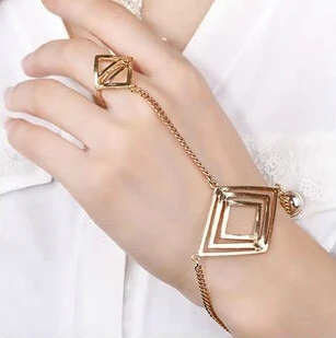 

JZ021 Punk fashion metal slave chain bracelets figer circle one piece