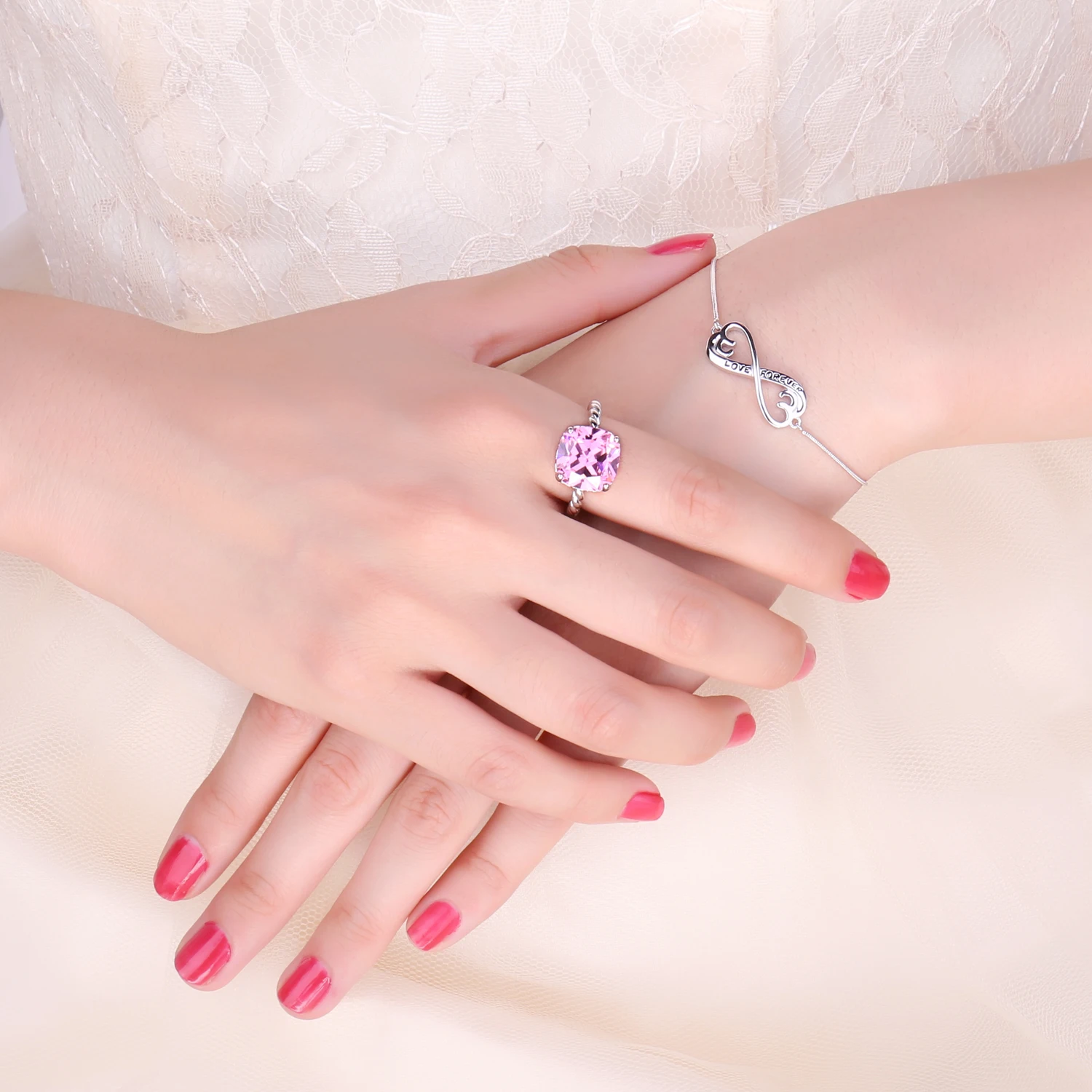 JewelryPalace Для женщин Дамы Подушка Огранки розовый кубический цирконий красивый