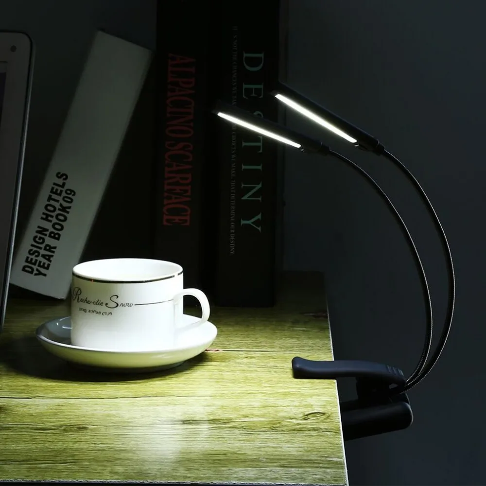 6 Вт светодиодный USB Диммируемый зажим на свет для чтения для ноутбука ноутбук пианино кровать изголовье стол портативный ночник
