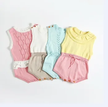 

2017 Newborn Boy Suits for babies Knitted Romper Girls Baby Rompers Ovearlls Ruffles Princess Kids Girl Romper 4M-3YRS