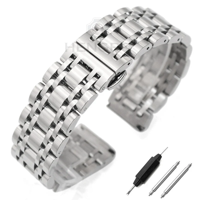 

Stainless Steel Watchband Bracelet 20mm 22mm Men Metal Polished Watch Band Strap Clocks Accessories