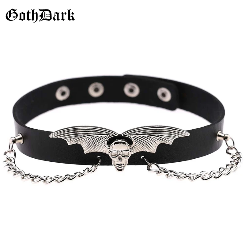 

Goth Dark Leather Gothic Grunge Punk Patchwork Necklace Fashion Black Women Harajuku Jewelry 2019 Choker Necklaces Vintage