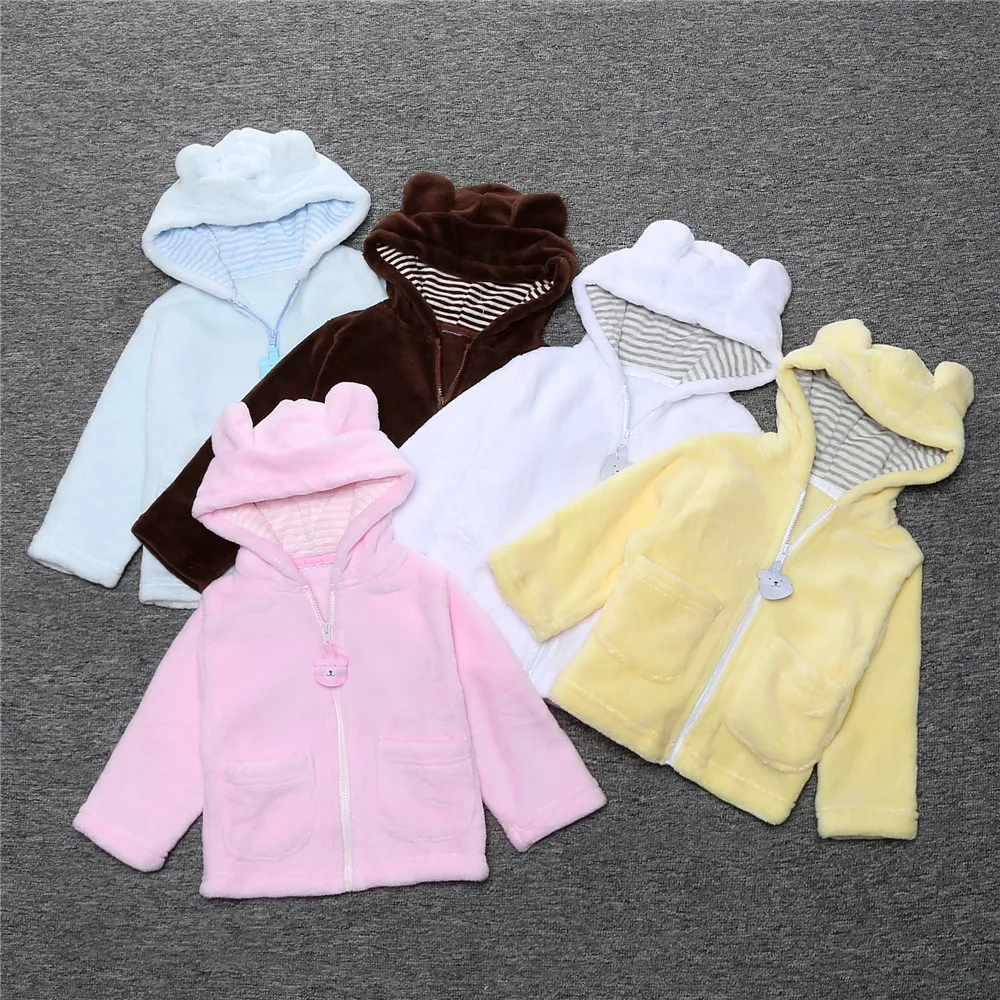 Babzapleume 6-24Months на осень-зиму детская куртка для мальчиков и девочек из мягкого флиса милый мультфильм с капюшоном куртка для новорожденных одежда для малышей для улицы, BC1514