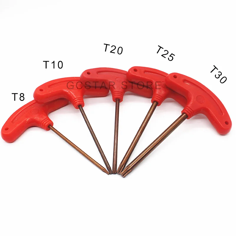 

1pcs T8 T10 T20 T25 T30 Type Torx Key Wrench Hex Wrenches Spanner Red Color for CNC Tool Holder Free Shipping