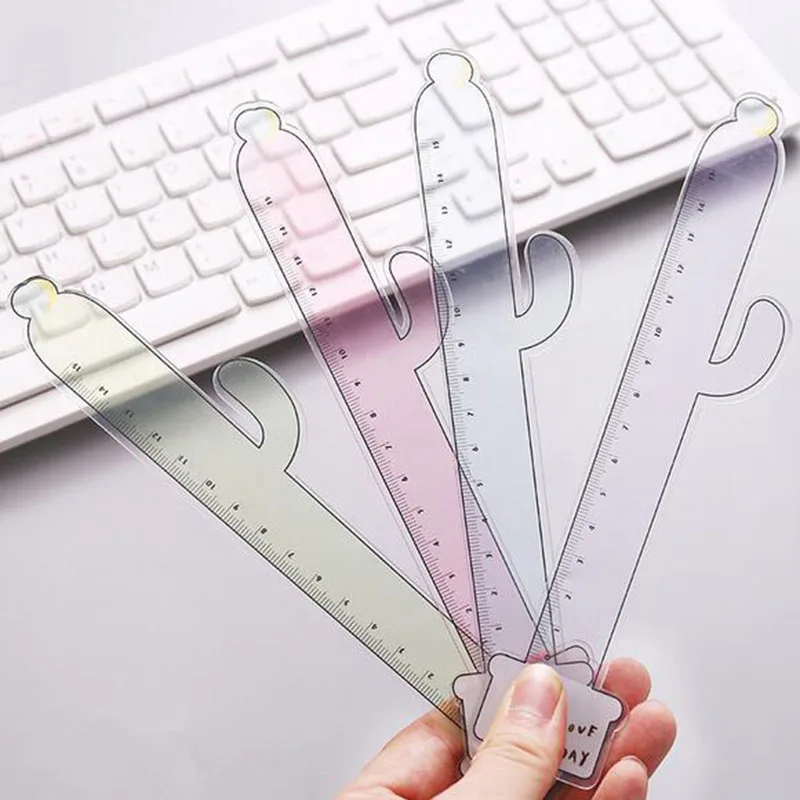 1 шт./лот Kawaii кактус прозрачные 15 см Пластик Прямо Правитель милые студентов DIY Инструменты приз хорошее качество HY глобальный оптовая