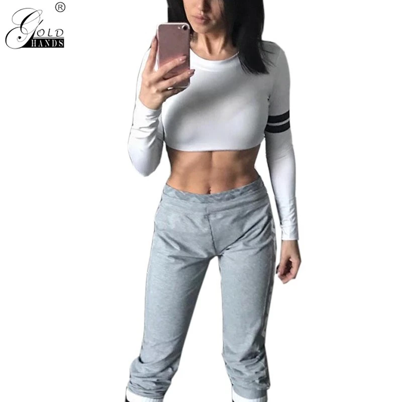 

Gold Hands Summer New Sexy Lotion Navel Long Sleeved Shirt Fashion Fitness Perspira Mountaineering Bottoming T-shirt Women Wear