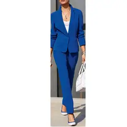 Женская мода костюм синий костюм финалистов. Леди деловой костюм формальные костюм офиса пользовательские куртка + Штаны