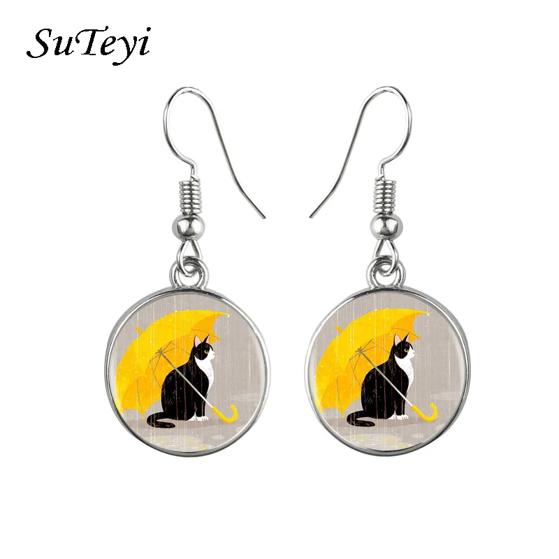 SUTEYI Новые многоцветные классические модные Стеклянные Кабошоны котенок