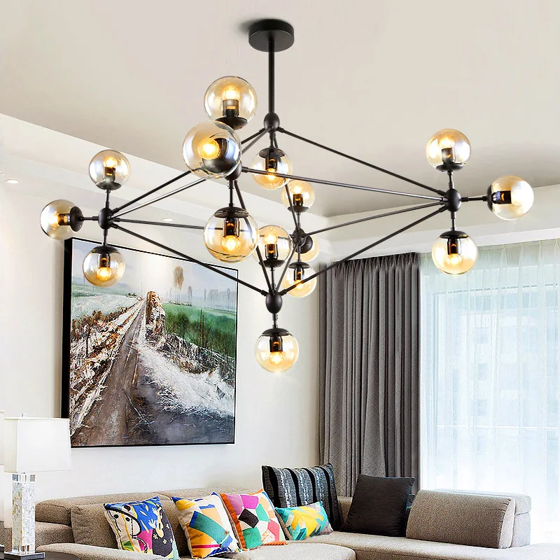 Kaufen Loft Minimalistischen Kronleuchter Die Bohnenstange LED Retro Lampen Kunst Dekoration Lichter E27 Industrielle Glas Kronleuchter Für Restaurant