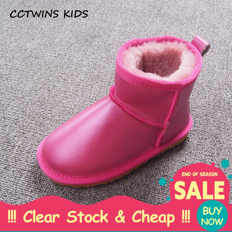 

CCTWINS KIDS 2018 Sheepskin Baby Girl Brand Warm Wool Snow Boot Winter Fashion Children Boot Toddler Leather Shoe Boys CS1602