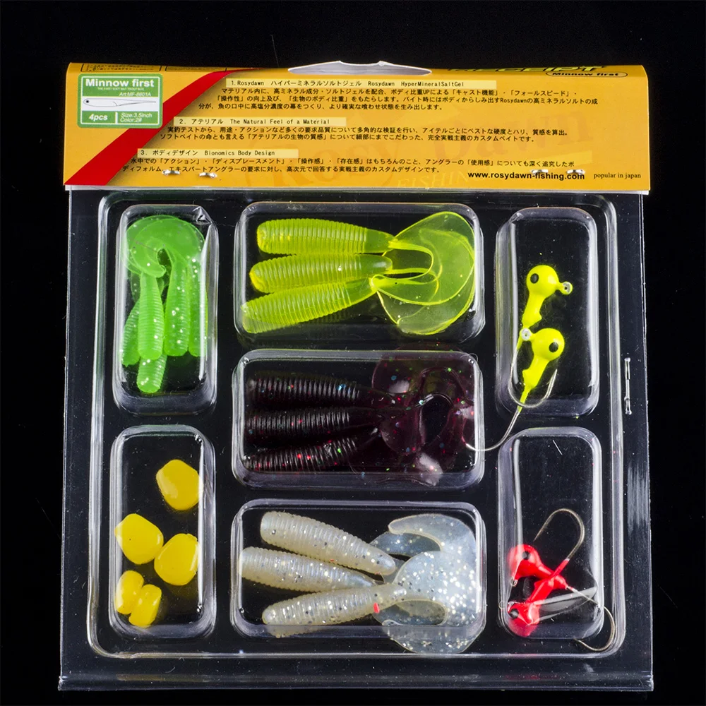 

23pcs soft fishing lure set lead jig head hook grub worm soft fishing lures soft baits shads Plastic fish lure set Tackle Pesca