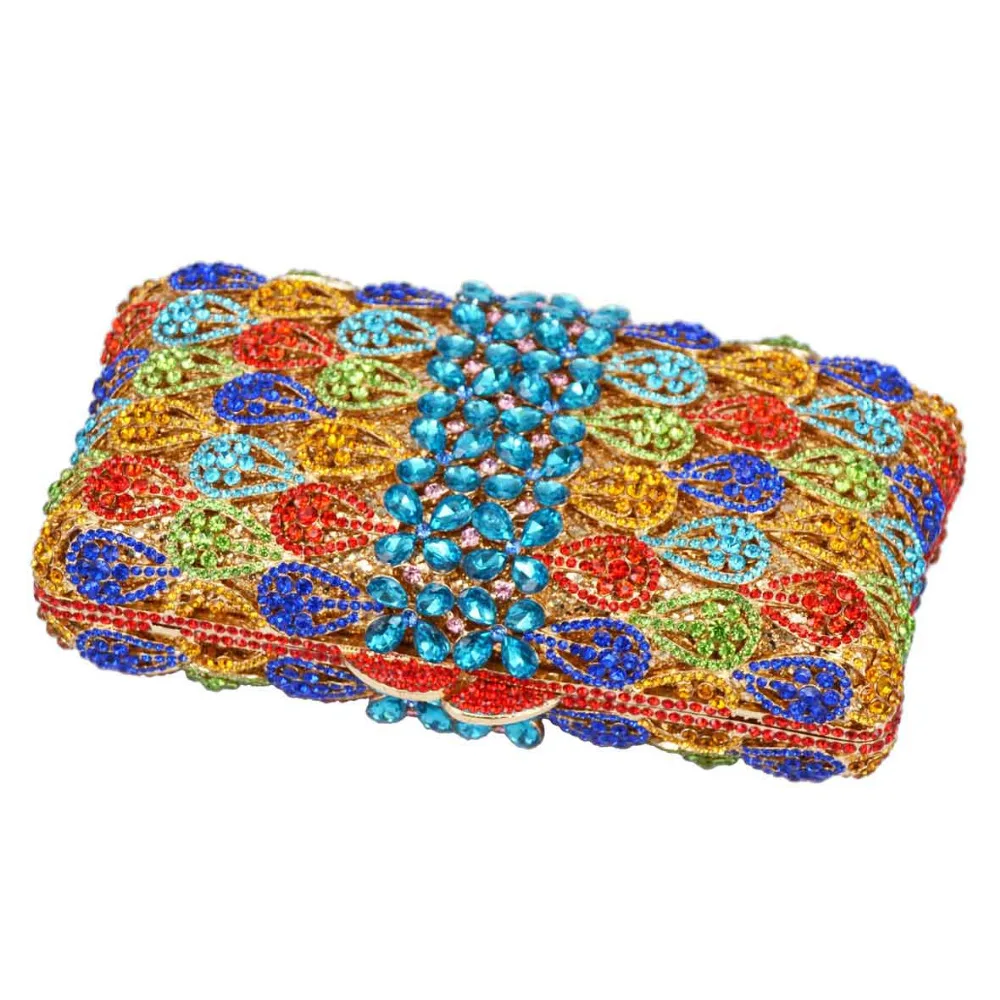 Luxury Gold Silver Green Crystal Evening Purse Party Bags Women Bridal Clutch Bags sc765