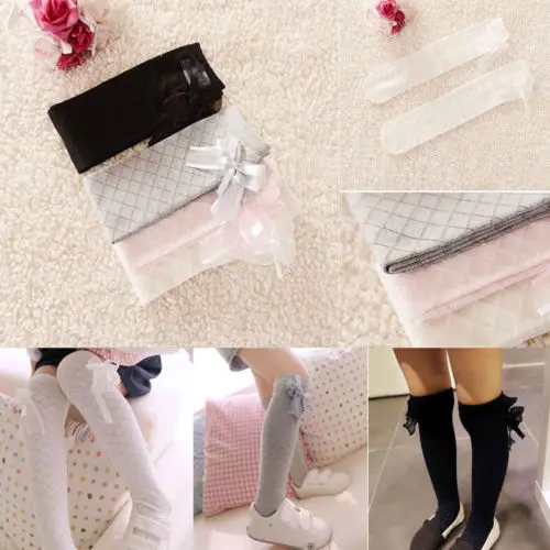 Toddler Calf High Princess Bow Tie Stocking Baby Girls Winter Stockings