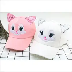 Весенне-летняя детская шапка с мультяшными кошачьими ушками, хлопковые детские кепки-бейсболки для мальчиков, солнечные шляпы девушки