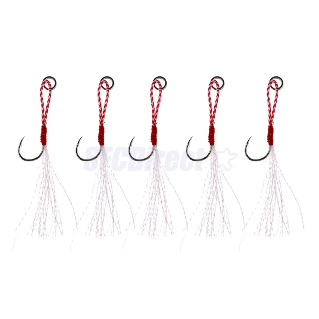 5Pcs Deep Sea Fishing Assist Hooks Worm Barbed Hooks Live Baits Hooks with PE Line 13# 15# 17#