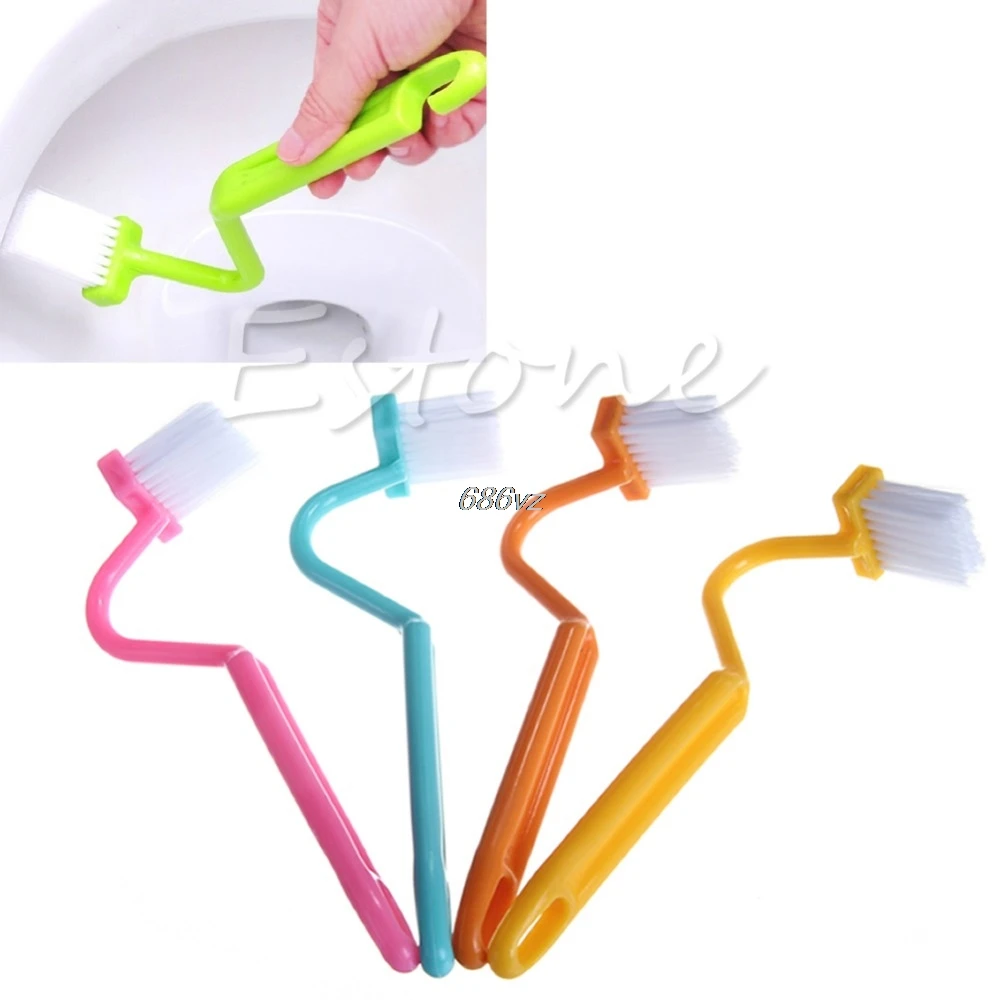 1Pc NEW S type Toilet Sanitary Set Curved Bent Handle Cleaning Scrubber Brush N28 Drop Shipin