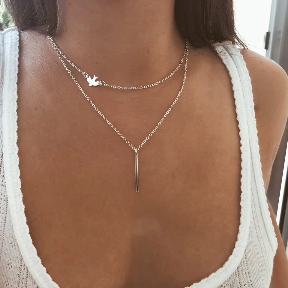 Многослойное ожерелье золотая птица колье чокер XL012|necklace delicate|layered necklacewomen choker