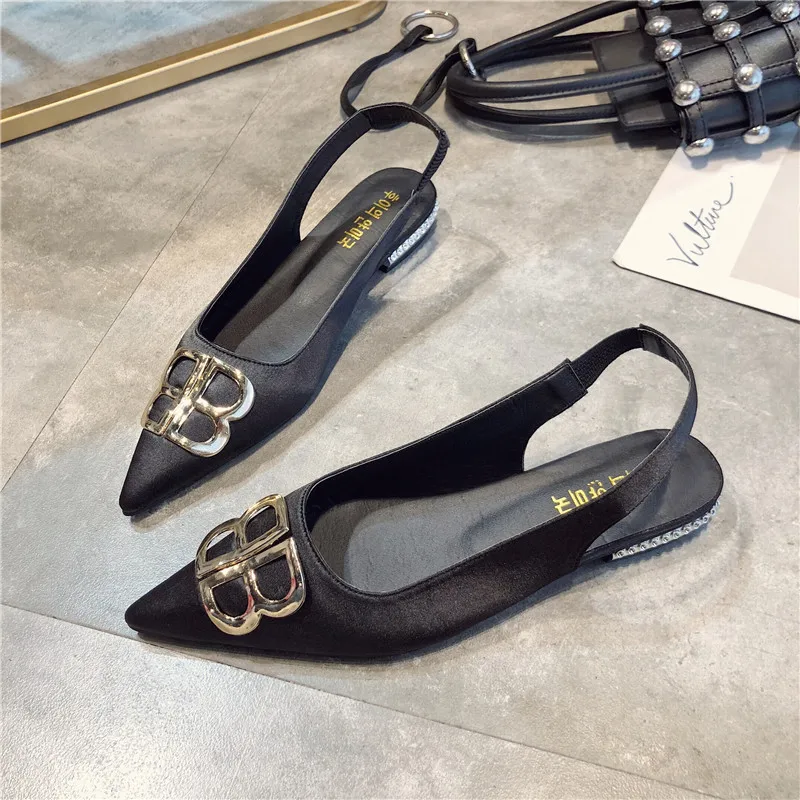 

Chowaring 2018 Spring Autumn New Brand Black Suede Women Flat Heels Slingback Flats Shoes Office Ladies Pointed Toe Dress Shoes