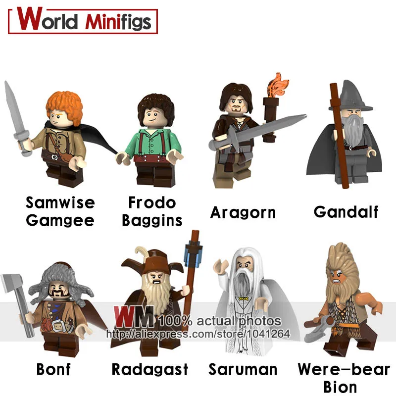 

legoings Building Blocks Were-bear Bion Samwise Frodo Baggins Aragorn Gandalf Lord of the Ring Action Figure Model Children
