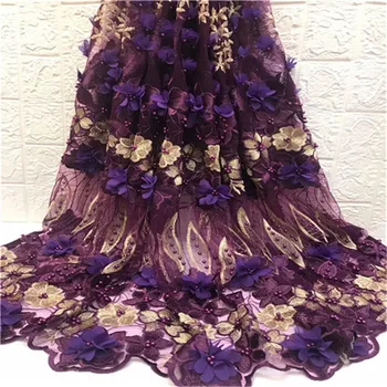 

2019 New Style Nigerian Lace Fabric High Quality Lace 3D Flower African Lace Fabric Embroidery French Lace Fabric For Bridal