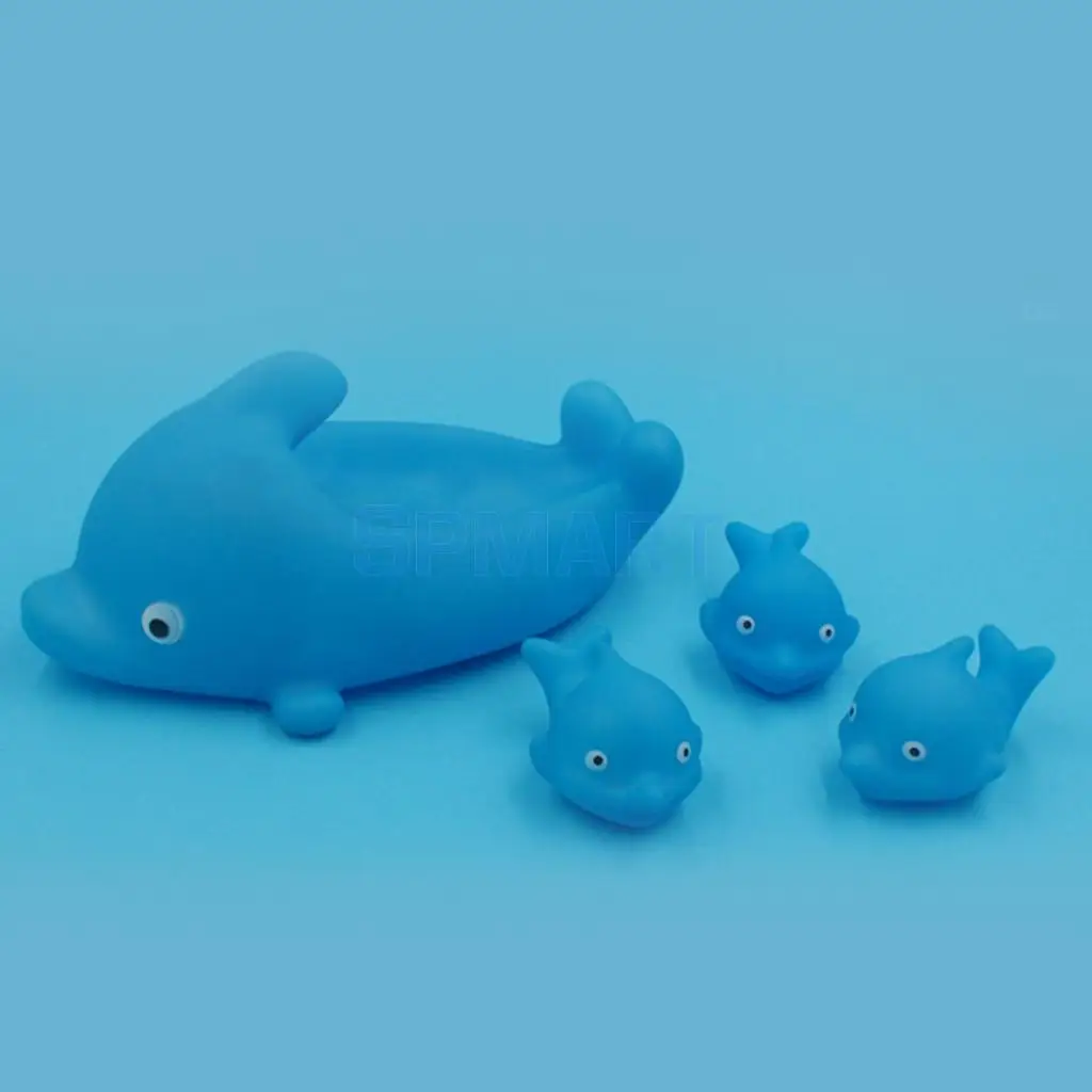 4 шт. детские игрушки для купания синий милый резиновый скрипучий дельфин семья Bathtime Play Fun игрушка