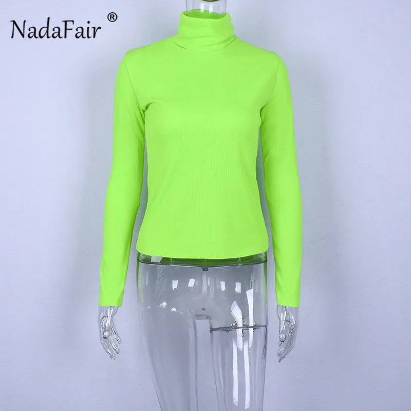 Женская водолазка Nadafair трикотажная футболка с длинным рукавом неоново зеленого