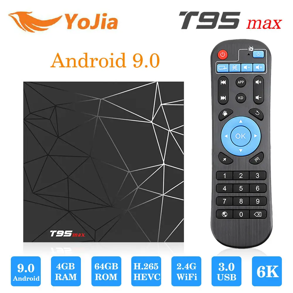 

Smart TV BOX Android 9.0 T95 MAX Allwinner H6 Quad Core 4GB 64GB 2.4G Wifi Media Player Youtube 2GB/16GB T95MAX 6K Set Top Box