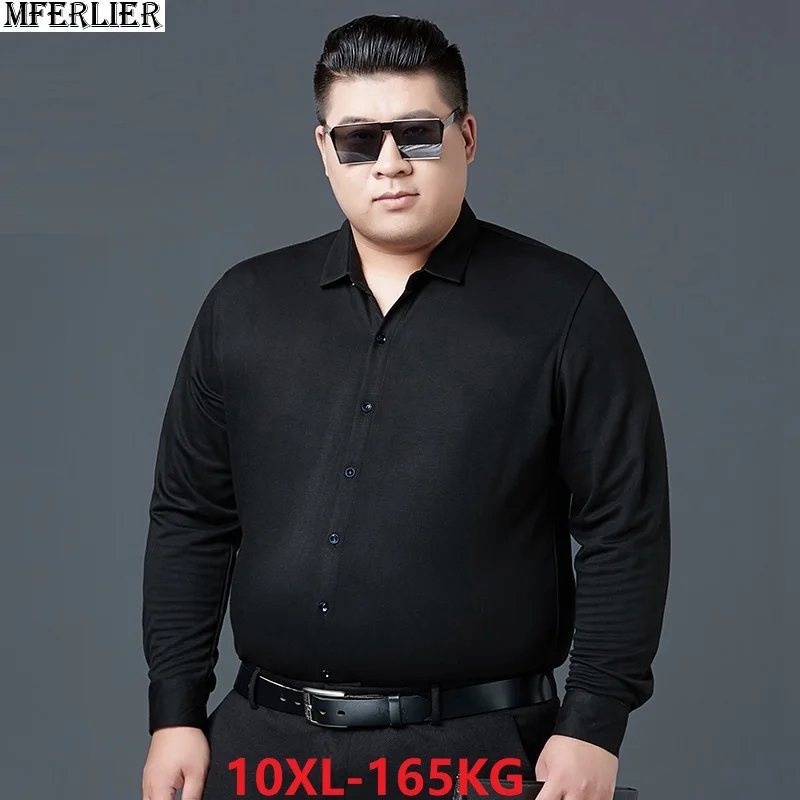 Мужская хлопковая деловая рубашка с длинным рукавом размеры 7XL 8XL 9XL