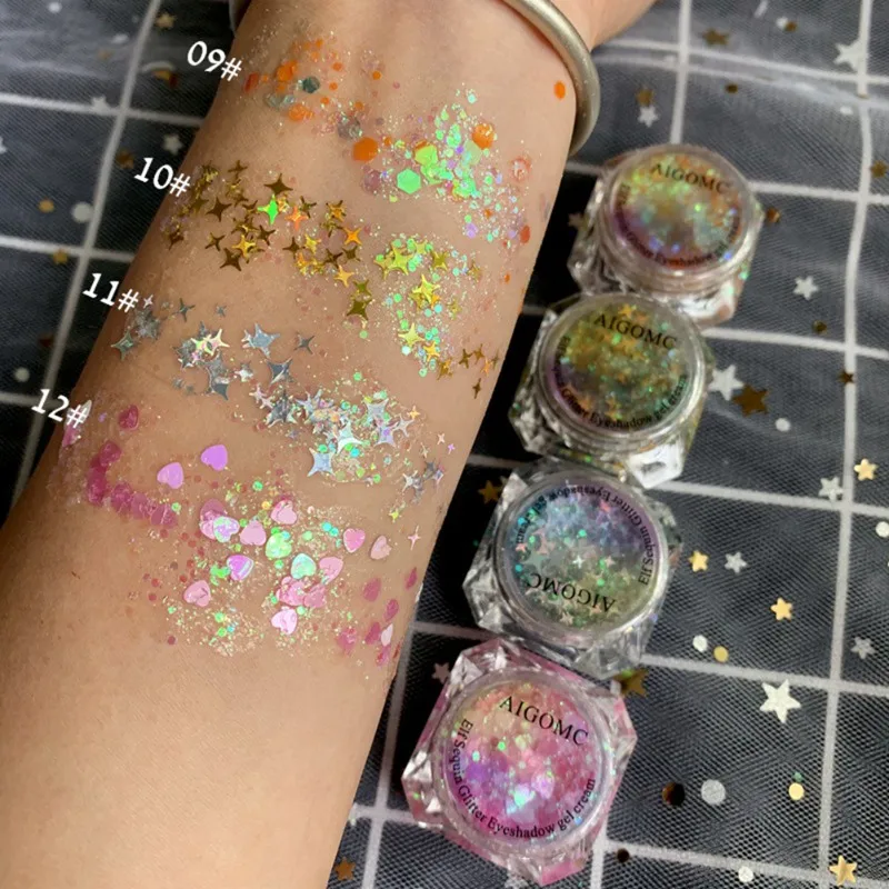 Eye Glitter Sequins Gel Body Glitter Glitter Eyeshadow Sequins Gel Long-lasting Shiny Luminous Glitter Gel