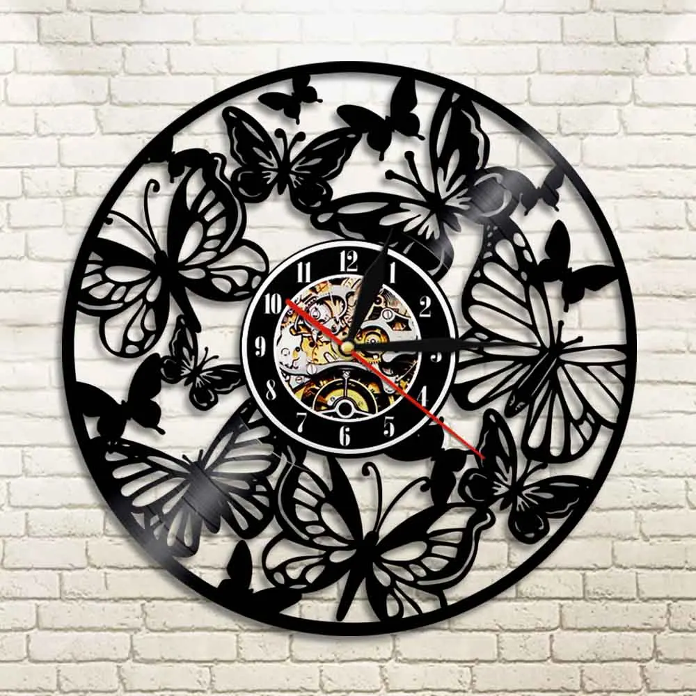 1 шт butteryfly виниловую пластинку LP Животные запись настенный светильник творческий часы Домашний Декор Винтаж ручной работы подарок