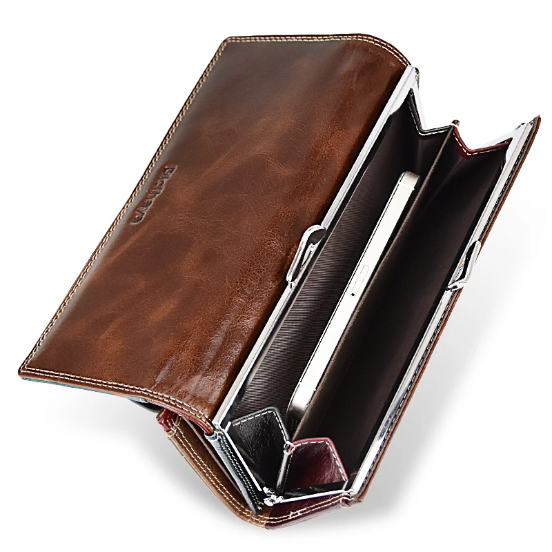 DICIHAYA Wax Oil Leather Women Wallet Color Leather Lining Purse Brand Design Clutch Money Bag Ladies Coins Holder A150-9112