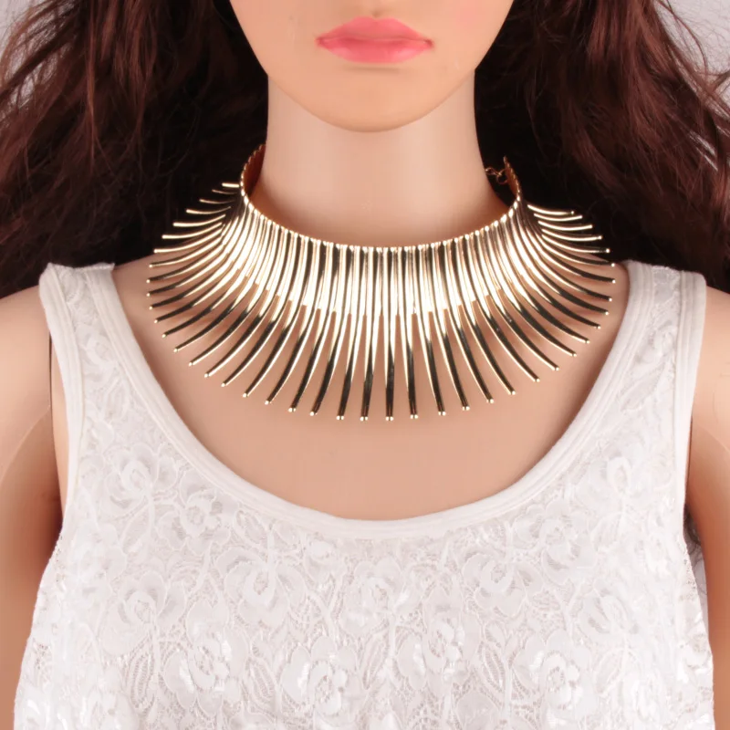 

Vedawas Fashion Indian Bending Alloy Big Torques Statement Necklaces Steam punk Jewelry Collar Choker Necklace For Women xg517