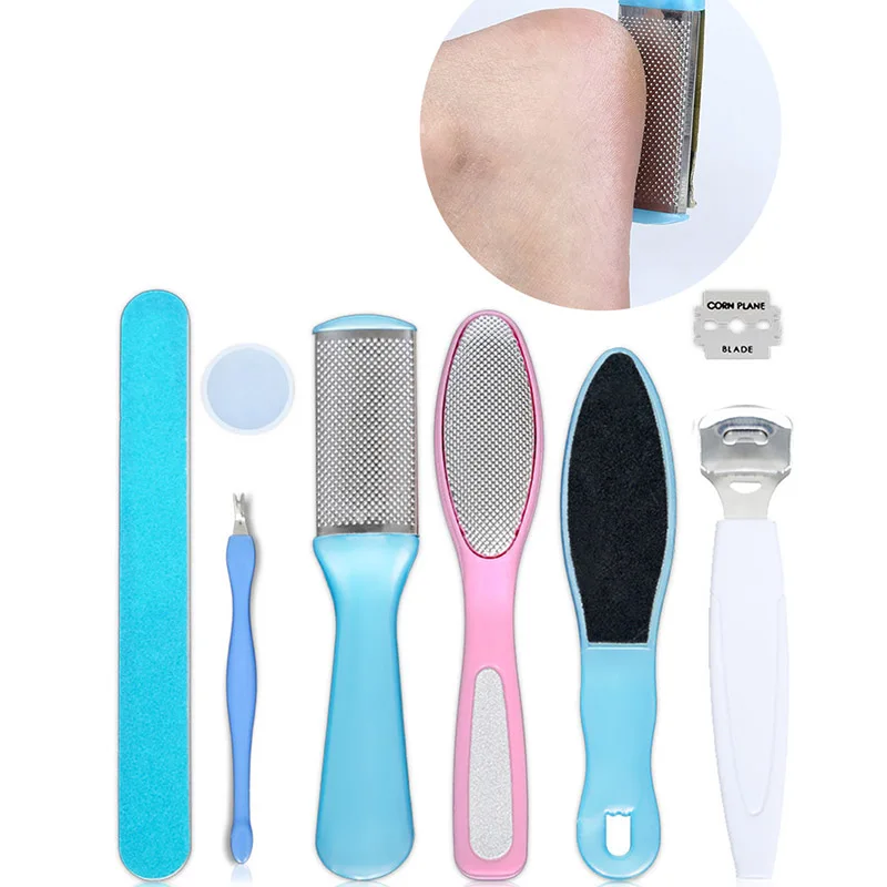 

8PCS Foot File Set Dead Hard Skin Callus Remover Scraper Pedicure Rasp Tools Portable Cuticle Pusher Nail Foot Care Tool ZY148