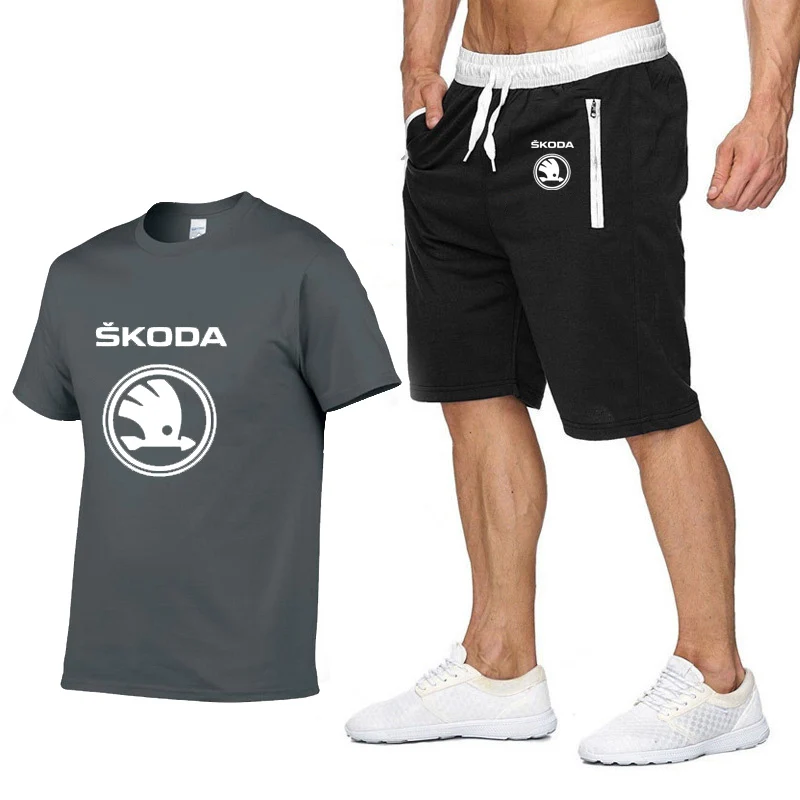Мужская футболка с коротким рукавом и логотипом Skoda Car, летняя мужская футболка в стиле хип-хоп, Harajuku, футболка, высокое качество, хлопковые футболки, шорты, костюм, спортивная одежда - Цвет: 815