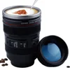 Tasses créatives de lentille d'appareil-photo de revêtement d'acier inoxydable de 400 ml tasses de tasse de thé de café avec le couvercle ► Photo 1/6