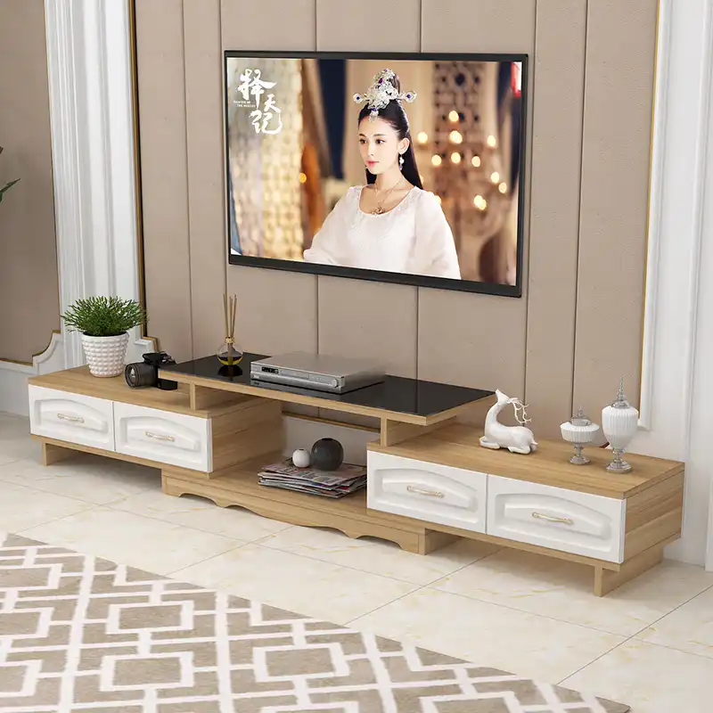 Dsg188 Modern Environmentally Friendly Solid Wood Tv Cabinet Living Room Scalable Tv Stand Bedroom Toughened Glass Tv Bench
