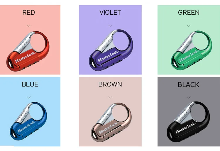 Master Lock Password Lock Padlock Outdoor Mountaineering Hook Lock Zinc alloy 3-digit code Locks for Luggage Bag Backpack  (4)