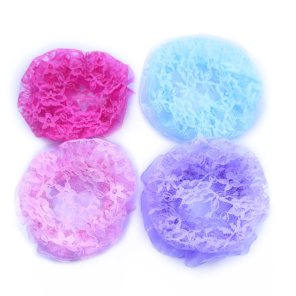 

Cute Girls' Flower Lace Reusable Bun Hair Nets for Dancers Kids' Bun Net Cover Hair Accessories Ballet Dancewear HN003