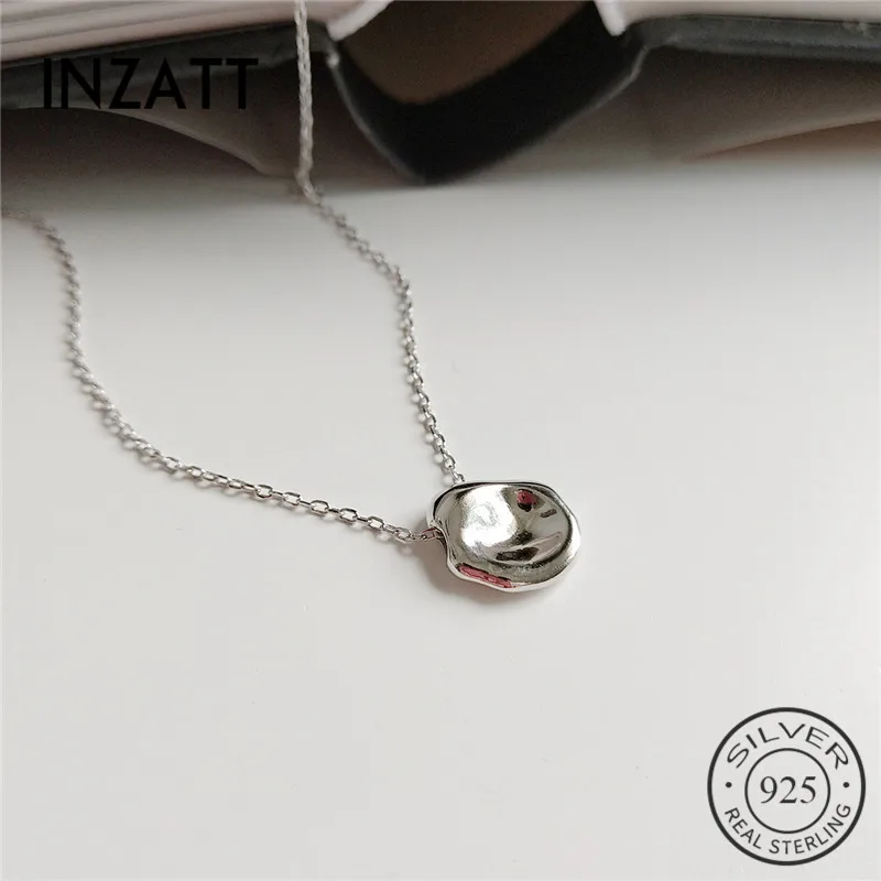 

INZATT Real 925 Sterling Silver Minimalist Irregular Geometric Punk Pendant Necklace For Fashion Women Gold Color Jewelry Gift